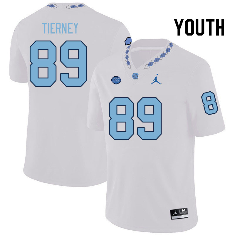 Youth #89 Cal Tierney North Carolina Tar Heels College Football Jerseys Stitched Sale-White